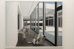 Dirk Balke Wölfe im Museum Öl auf Leinwand 80x100cm
